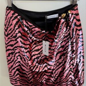 SAMPLE SALE ITEM Milly reversible sequin Zebra-Print Mini Skirt